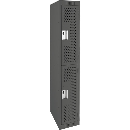 Clean Line Lockers, 2 -tier, 12" x 12" x 72", Steel, Charcoal, Rivet (Assembled), Perforated Action Paper