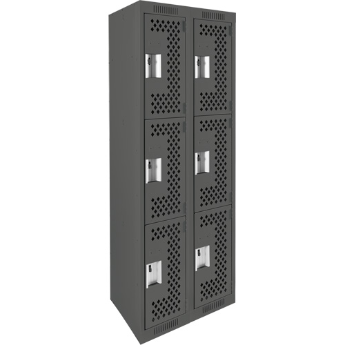 Casiers Clean Line, 3 niveaux, Bloc de 2, 24" x 12" x 72", Acier, Charbon, Rivet (assembl&eacute;), Perfor&eacute; Action Paper