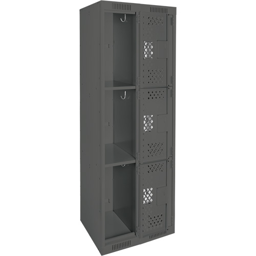 Casiers Clean Line, 3 niveaux, Bloc de 2, 24" x 12" x 72", Acier, Charbon, Rivet (assembl&eacute;), Perfor&eacute; Action Paper