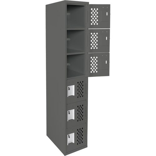Assembled Lockerettes Clean Line Perforated Economy Lockers, 6 -tier, 18" x 72" x 12", Steel Action Paper