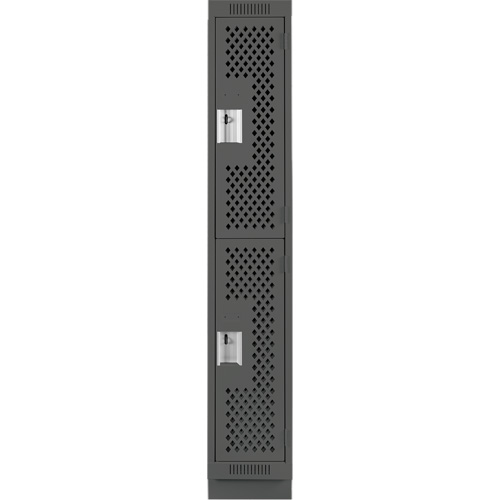 Clean Line Lockers, 2 -tier, 12" x 15" x 76", Steel, Charcoal, Rivet (Assembled), Perforated Action Paper