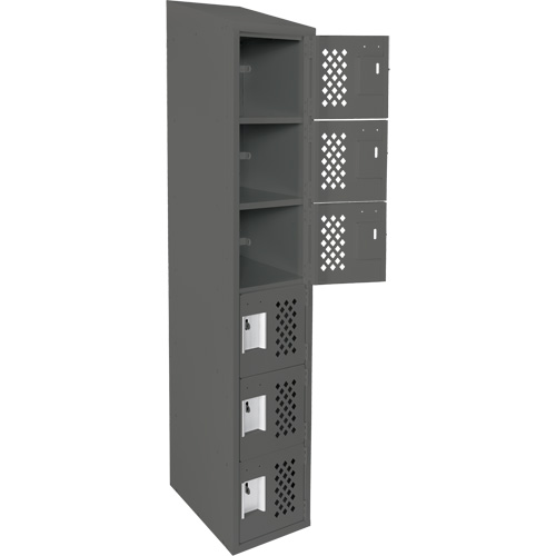 Clean-Line Perforated Lockerette, 6 -tier, 15" x 72" x 12", Steel Action Paper