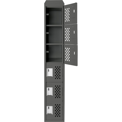 Clean-Line Perforated Lockerette, 6 -tier, 15" x 72" x 12", Steel Action Paper