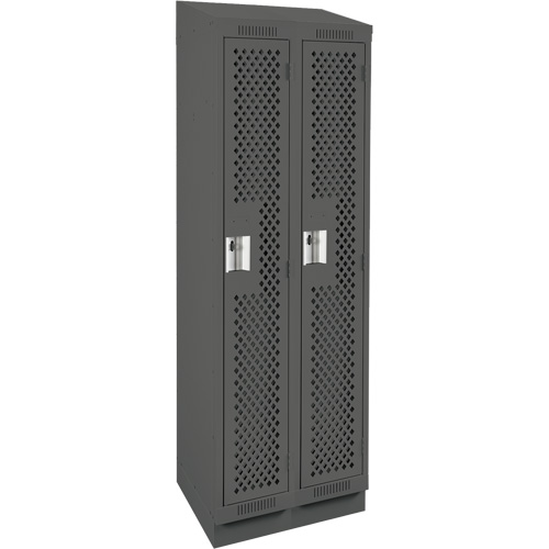 Clean Line Lockers, Bank of 2, 24" x 18" x 82", Steel, Charcoal, Rivet (Assembled), Perforated Action Paper