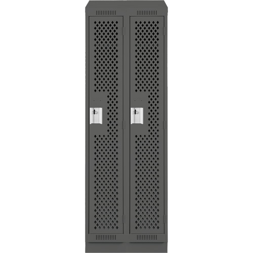 Clean Line Lockers, Bank of 2, 24" x 18" x 82", Steel, Charcoal, Rivet (Assembled), Perforated Action Paper