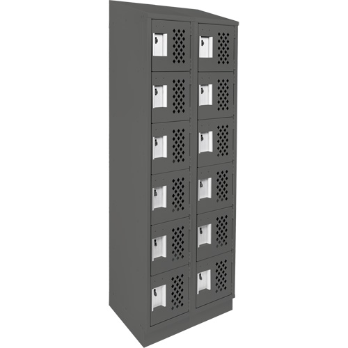 Assembled Lockerettes Clean Line Perforated Economy Lockers, 6 -tier, Bank of 2, 18" x 72" x 12", Steel Action Paper