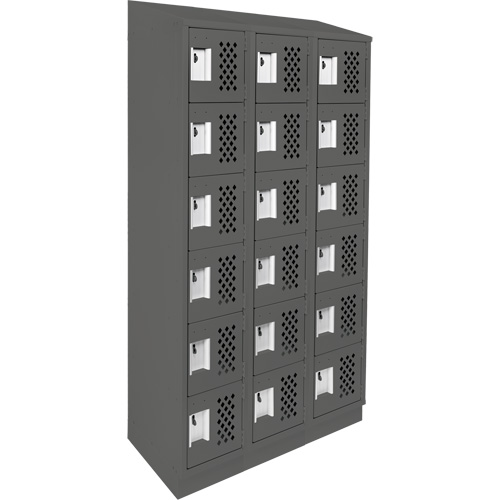 Assembled Lockerettes Clean Line Perforated Economy Lockers, 6 -tier, Bank of 3, 18" x 72" x 12", Steel Action Paper