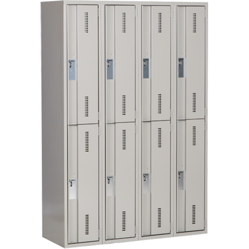 Concorde Heavy-Duty Lockers, 2 -tier, Bank of 4, 48" x 18" x 72", Steel, Grey, Welded (Assembled) Action Paper