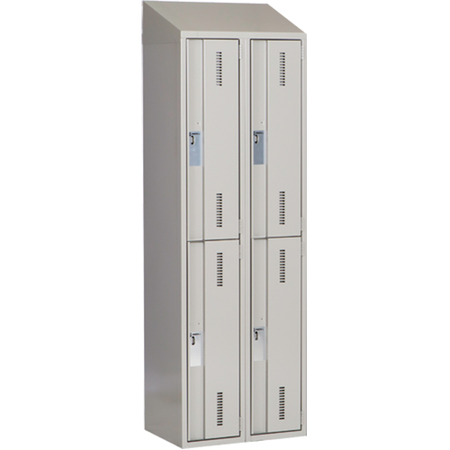 Concorde Heavy-Duty Lockers, 2 -tier, Bank of 2, 24" x 18" x 78", Steel, Grey, Welded (Assembled) Action Paper