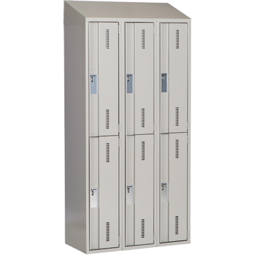 Concorde Heavy-Duty Lockers, 2 -tier, Bank of 3, 36" x 18" x 78", Steel, Grey, Welded (Assembled) Action Paper