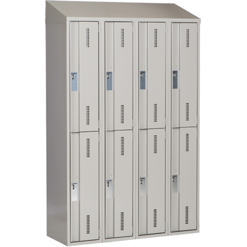 Concorde Heavy-Duty Lockers, 2 -tier, Bank of 4, 48" x 18" x 78", Steel, Grey, Welded (Assembled) Action Paper