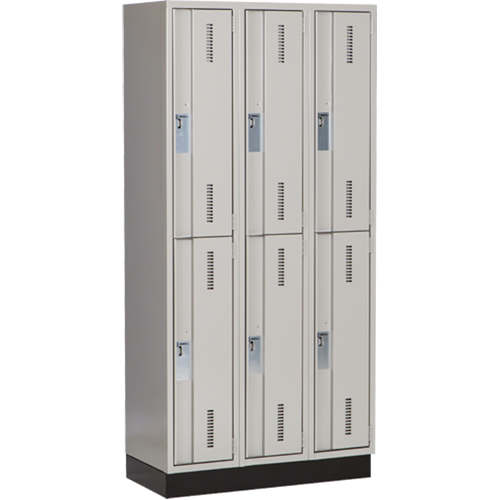 Concorde Heavy-Duty Lockers, 2 -tier, Bank of 3, 36" x 18" x 76", Steel, Grey, Welded (Assembled) Action Paper