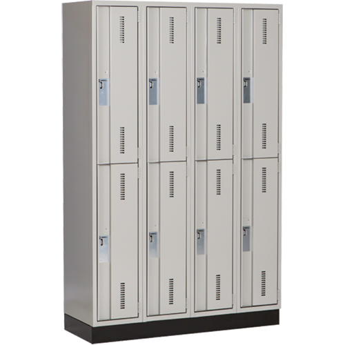 Concorde Heavy-Duty Lockers, 2 -tier, Bank of 4, 48" x 18" x 76", Steel, Grey, Welded (Assembled) Action Paper
