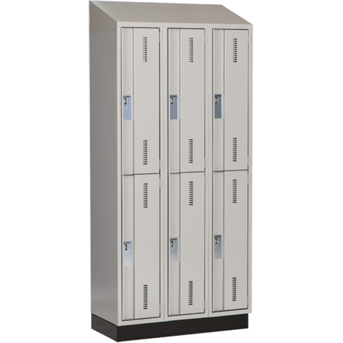 Concorde Heavy-Duty Lockers, 2 -tier, Bank of 3, 36" x 18" x 82", Steel, Grey, Welded (Assembled) Action Paper
