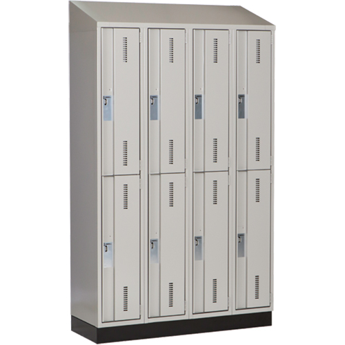 Concorde Heavy-Duty Lockers, 2 -tier, Bank of 4, 48" x 18" x 82", Steel, Grey, Welded (Assembled) Action Paper