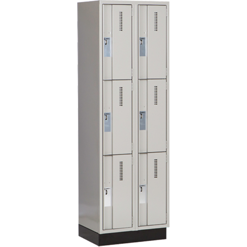 Concorde Heavy-Duty Lockers, 3 -tier, Bank of 2, 24" x 18" x 76", Steel, Grey, Welded (Assembled) Action Paper