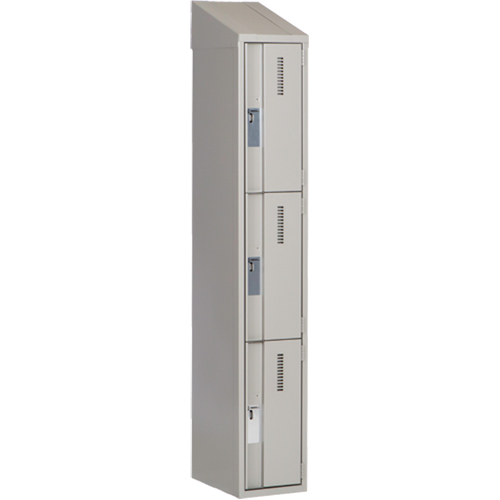 Concorde Heavy-Duty Lockers, 3 -tier, 12" x 18" x 78", Steel, Grey, Welded (Assembled) Action Paper