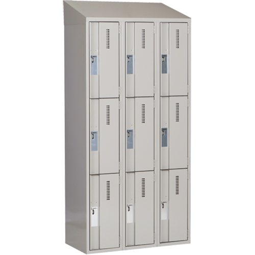 Concorde Heavy-Duty Lockers, 3 -tier, Bank of 3, 36" x 18" x 78", Steel, Grey, Welded (Assembled) Action Paper