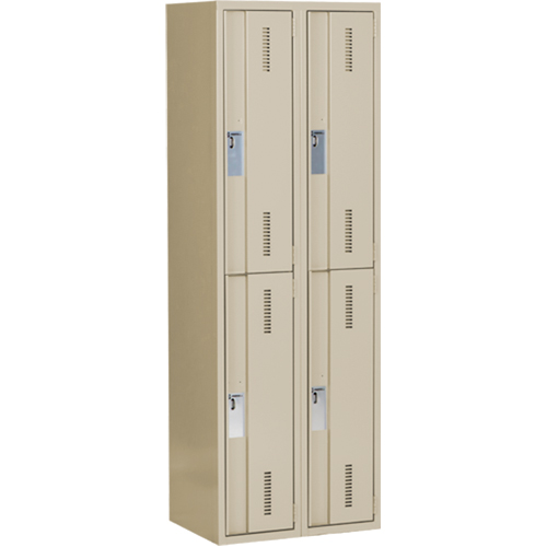 Casiers robustes Concorde, 2 niveaux, Bloc de 2, 24" x 18" x 72", Acier, Beige, Soud&eacute; (assembl&eacute;) Action Paper
