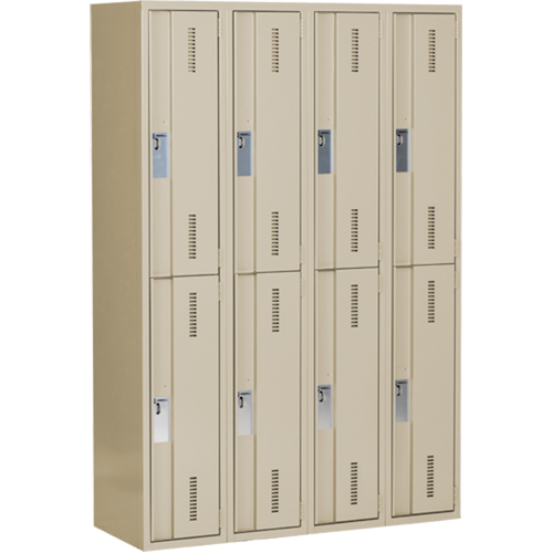 Concorde Heavy-Duty Lockers, 2 -tier, Bank of 4, 48" x 18" x 72", Steel, Beige, Welded (Assembled) Action Paper