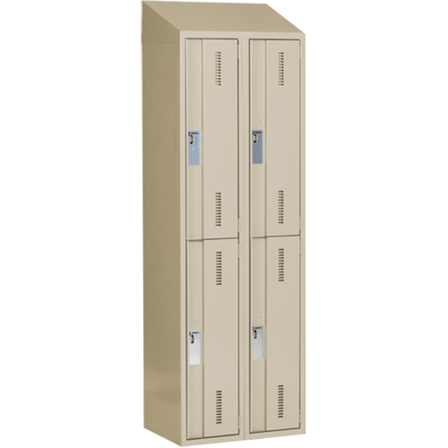 Casiers robustes Concorde, 2 niveaux, Bloc de 2, 24" x 18" x 78", Acier, Beige, Soud&eacute; (assembl&eacute;) Action Paper