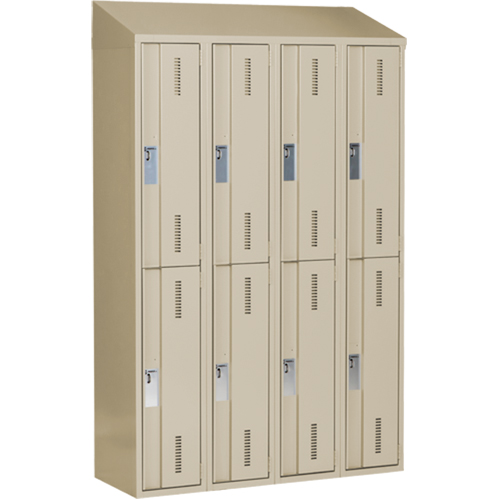 Concorde Heavy-Duty Lockers, 2 -tier, Bank of 4, 48" x 18" x 78", Steel, Beige, Welded (Assembled) Action Paper
