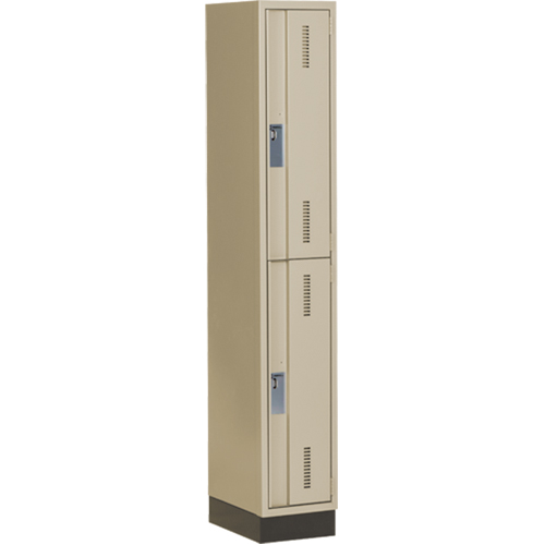 Concorde Heavy-Duty Lockers, 2 -tier, 12" x 18" x 76", Steel, Beige, Welded (Assembled) Action Paper