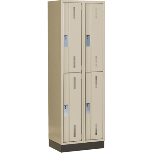 Concorde Heavy-Duty Lockers, 2 -tier, Bank of 2, 24" x 18" x 76", Steel, Beige, Welded (Assembled) Action Paper