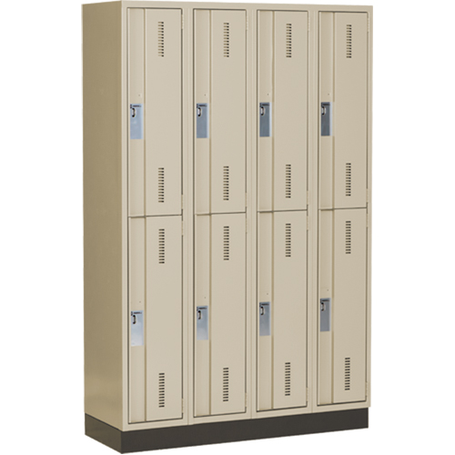 Concorde Heavy-Duty Lockers, 2 -tier, Bank of 4, 48" x 18" x 76", Steel, Beige, Welded (Assembled) Action Paper