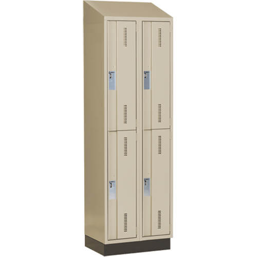 Concorde Heavy-Duty Lockers, 2 -tier, Bank of 2, 24" x 18" x 82", Steel, Beige, Welded (Assembled) Action Paper