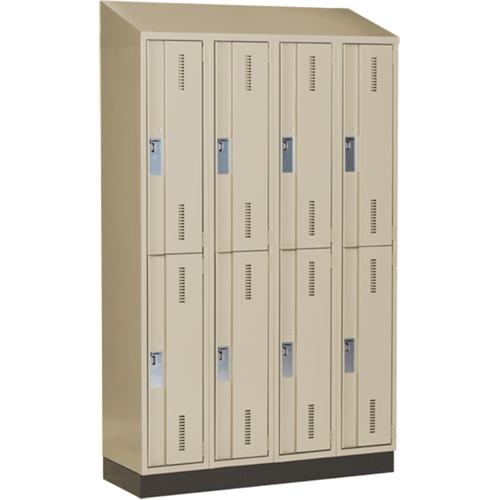 Concorde Heavy-Duty Lockers, 2 -tier, Bank of 4, 48" x 18" x 82", Steel, Beige, Welded (Assembled) Action Paper