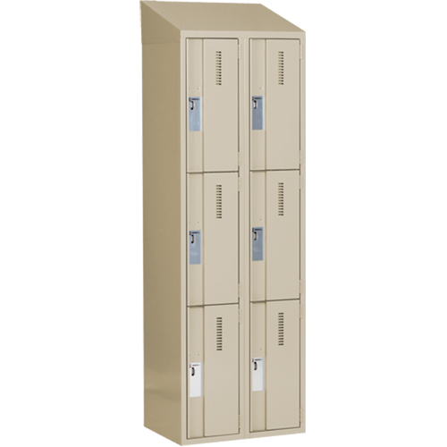 Concorde Heavy-Duty Lockers, 3 -tier, Bank of 2, 24" x 18" x 78", Steel, Beige, Welded (Assembled) Action Paper