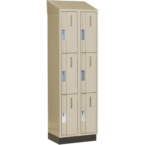 Concorde Heavy-Duty Lockers, 3 -tier, Bank of 2, 24" x 18" x 82", Steel, Beige, Welded (Assembled) Action Paper