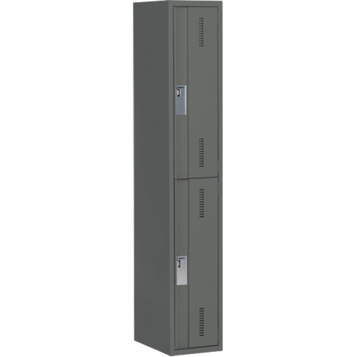 Concorde Heavy-Duty Lockers, 2 -tier, 12" x 18" x 72", Steel, Charcoal, Welded (Assembled) Action Paper
