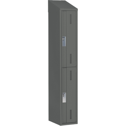 Concorde Heavy-Duty Lockers, 2 -tier, 12" x 18" x 78", Steel, Charcoal, Welded (Assembled) Action Paper