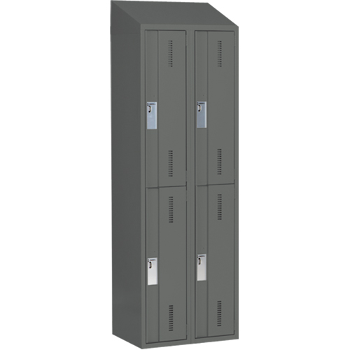 Concorde Heavy-Duty Lockers, 2 -tier, Bank of 2, 24" x 18" x 78", Steel, Charcoal, Welded (Assembled) Action Paper