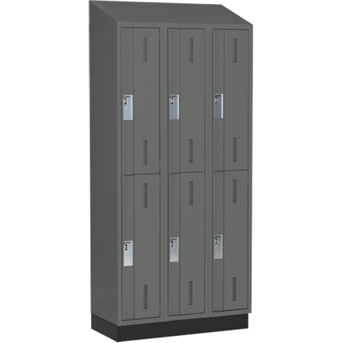 Concorde Heavy-Duty Lockers, 2 -tier, Bank of 3, 36" x 18" x 82", Steel, Charcoal, Welded (Assembled) Action Paper