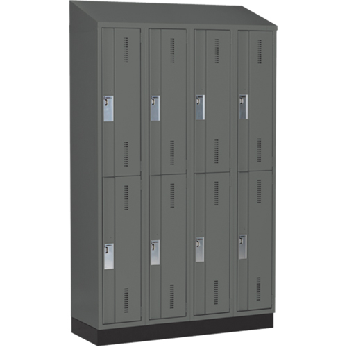 Concorde Heavy-Duty Lockers, 2 -tier, Bank of 4, 48" x 18" x 82", Steel, Charcoal, Welded (Assembled) Action Paper