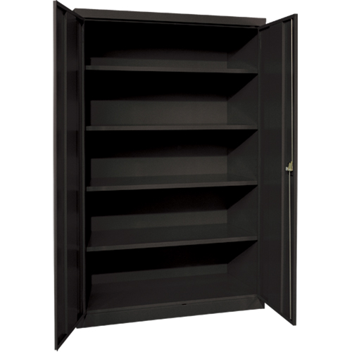 Deep Hi-Boy Storage Cabinet, Steel, 4 Shelves, 72" H x 36" W x 24" D, Black Action Paper