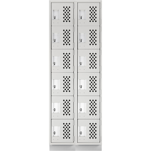 Clean-Line Perforated Lockerette, 6 -tier, Bank of 2, 15" x 72" x 12", Steel Action Paper