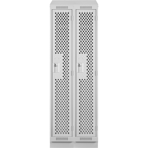 Clean Line Lockers, Bank of 2, 24" x 18" x 82", Steel, Grey, Rivet (Assembled), Perforated Action Paper