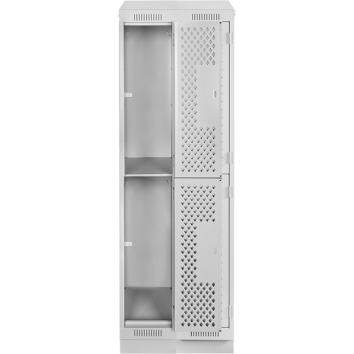 Clean Line Lockers, 2 -tier, Bank of 2, 24" x 15" x 82", Steel, Grey, Rivet (Assembled), Perforated Action Paper