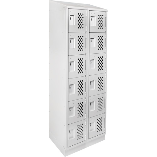 Assembled Lockerettes Clean Line Perforated Economy Lockers, 6 -tier, Bank of 2, 18" x 72" x 12", Steel Action Paper
