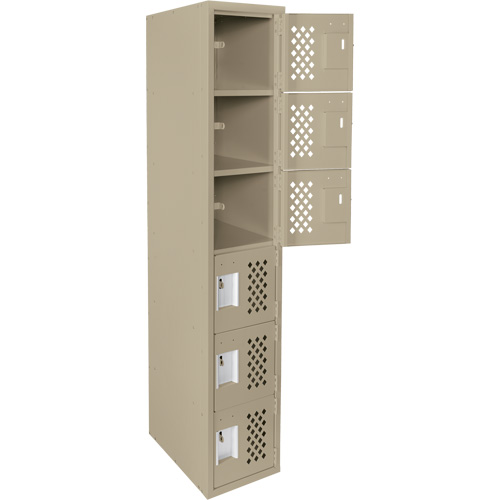 Assembled Lockerettes Clean Line Perforated Economy Lockers, 6 -tier, 18" x 72" x 12", Steel Action Paper