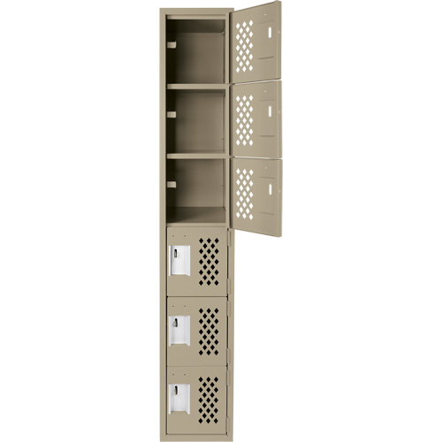 Assembled Lockerettes Clean Line Perforated Economy Lockers, 6 -tier, 18" x 72" x 12", Steel Action Paper