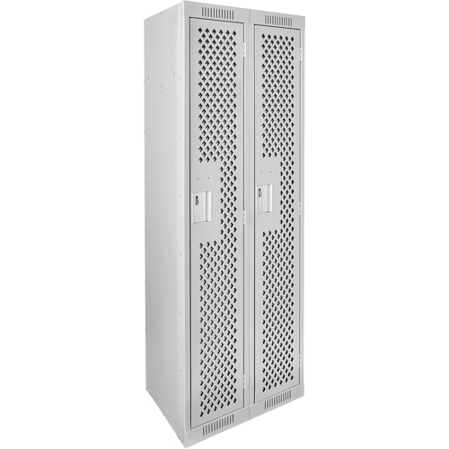 Clean Line Lockers, 2 -tier, 12" x 15" x 72", Steel, Grey, Rivet (Assembled), Perforated Action Paper
