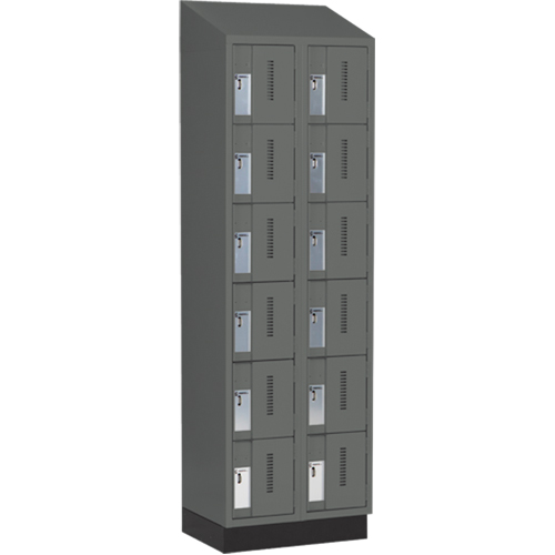 Concorde Heavy-Duty Lockers, 6 -tier, Bank of 2, 24" x 18" x 82", Steel, Charcoal, Welded (Assembled) Action Paper