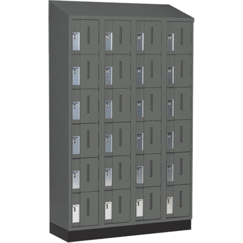 Concorde Heavy-Duty Lockers, 6 -tier, Bank of 4, 48" x 18" x 82", Steel, Charcoal, Welded (Assembled) Action Paper