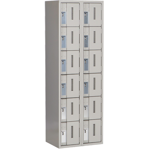 Concorde Heavy-Duty Lockers, 6 -tier, Bank of 2, 24" x 18" x 72", Steel, Grey, Welded (Assembled) Action Paper