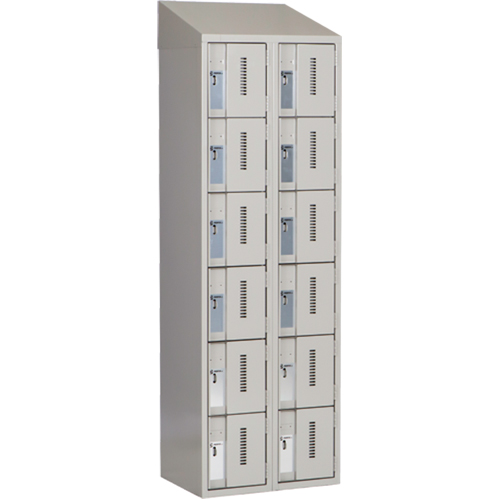Concorde Heavy-Duty Lockers, 6 -tier, Bank of 2, 24" x 18" x 78", Steel, Grey, Welded (Assembled) Action Paper
